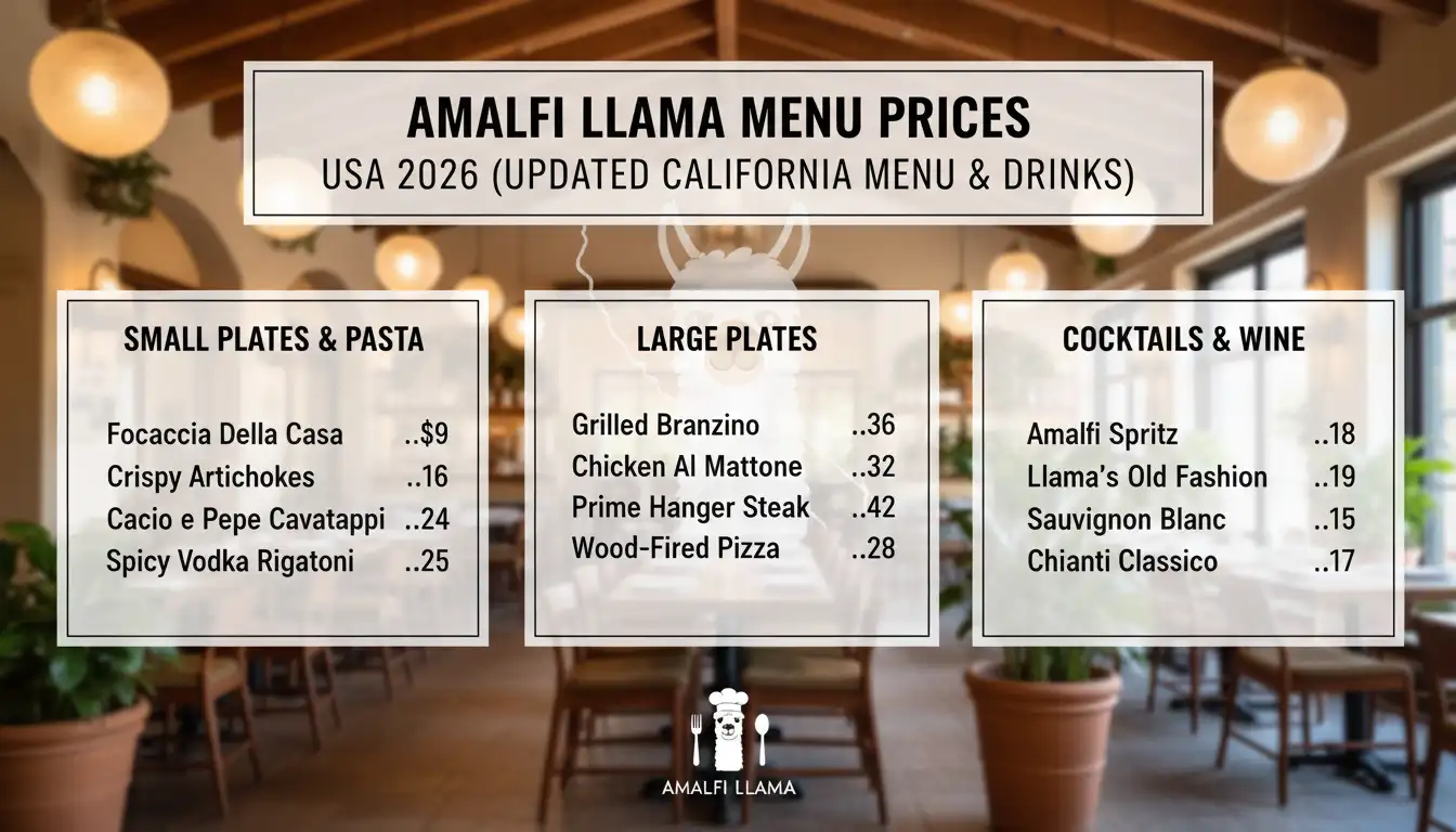 amalfi llama menu usa prices 2026 updated california menu drinks