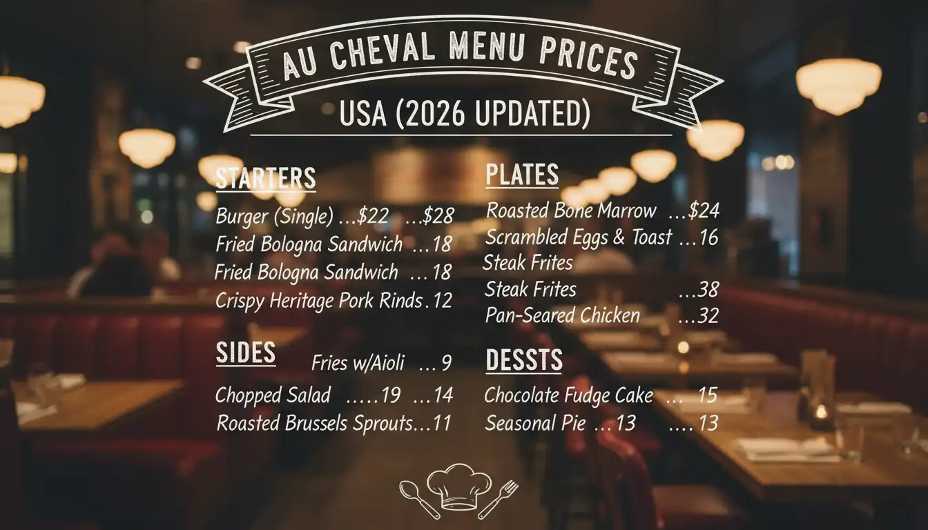 au cheval menu prices in the usa 2026 updated