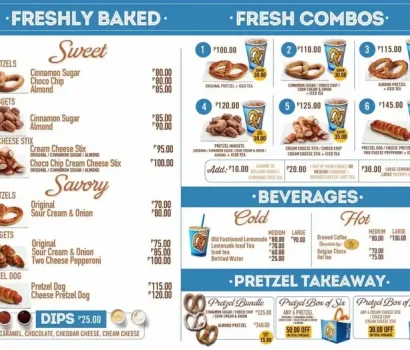 Auntie Anne’s Menu Prices in USA 2026 (Updated Pretzels, Buckets, Drinks & Calories)